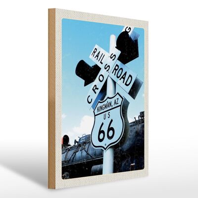 Cartello in legno da viaggio 30x40 cm America Route 66 Kingman AZ Crossing