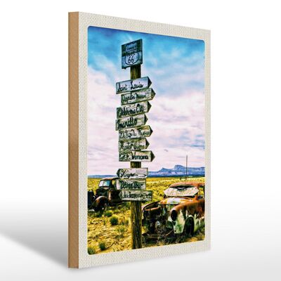 Holzschild Reise 30x40cm Amerika USA Route 66 Oldtimer Gebirge