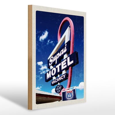 Holzschild Reise 30x40cm Amerika USA Route 66 Supai Motel