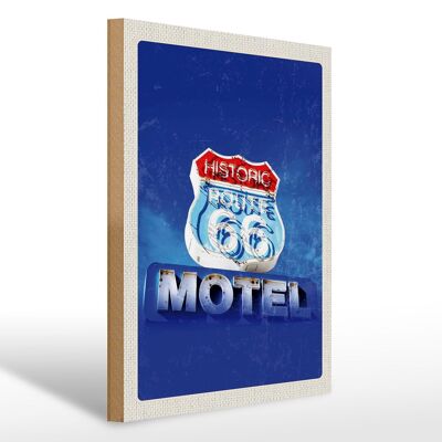 Cartel de madera viaje 30x40cm América EE.UU. Ruta 66 Motel Histórico