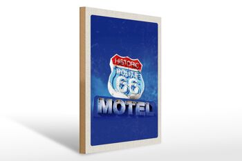 Panneau en bois voyage 30x40cm Amérique USA Route 66 Historic Motel 1