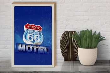 Panneau en bois voyage 30x40cm Amérique USA Route 66 Historic Motel 3