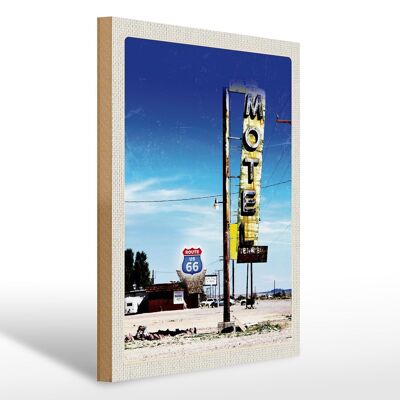 Holzschild Reise 30x40cm Amerika USA Route 66 Motel Wüste