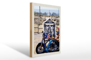 Panneau en bois voyage 30x40cm America Route 66 Biker California 1