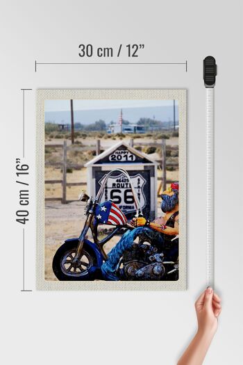 Panneau en bois voyage 30x40cm America Route 66 Biker California 4