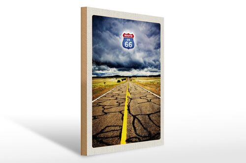 Holzschild Reise 30x40cm Amerika USA Route 66 Straße Gewitter