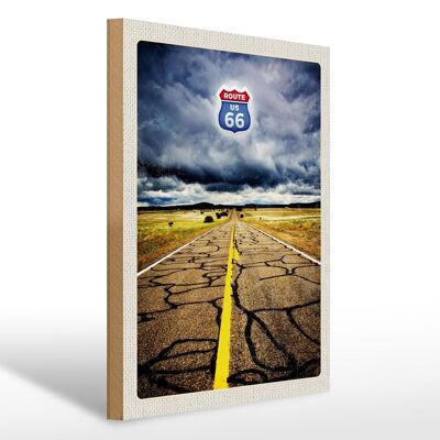 Cartello in legno viaggio 30x40 cm America USA Route 66 temporale stradale