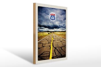 Panneau en bois voyage 30x40cm Amérique USA Route 66 orage route 1