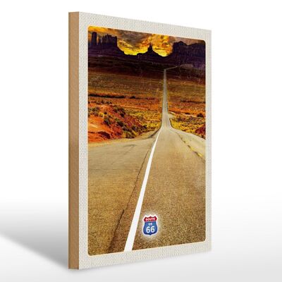 Cartel de madera viaje 30x40cm América EE.UU. Ruta 66 Carretera Montañas