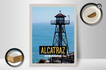 Panneau en bois voyage 30x40cm San Francisco Alcatraz Sea Tower 2