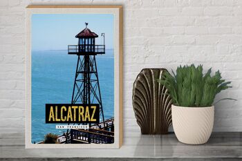 Panneau en bois voyage 30x40cm San Francisco Alcatraz Sea Tower 3