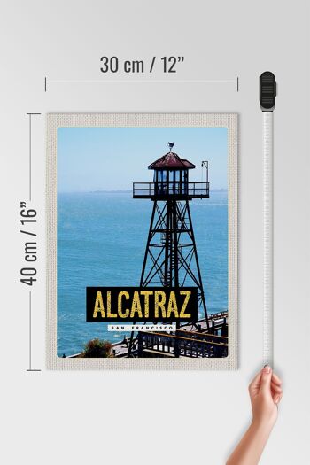 Panneau en bois voyage 30x40cm San Francisco Alcatraz Sea Tower 4