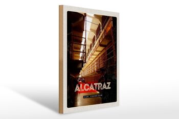 Panneau en bois voyage 30x40cm Prison d'Alcatraz de San Francisco 1