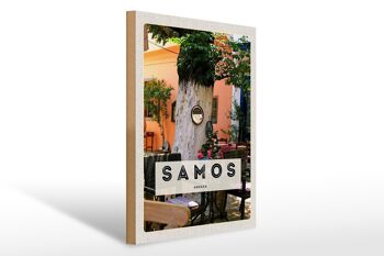 Panneau en bois voyage 30x40cm Samos Grèce vacances restaurant d'été 1