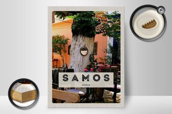 Panneau en bois voyage 30x40cm Samos Grèce vacances restaurant d'été 2