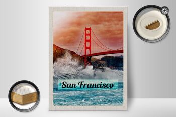 Panneau en bois voyage 30x40cm San Francisco Sea Golden Gate Bridge 2