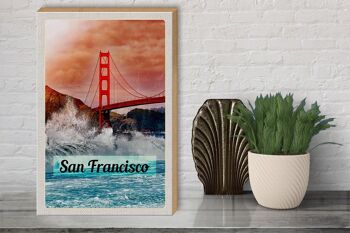 Panneau en bois voyage 30x40cm San Francisco Sea Golden Gate Bridge 3