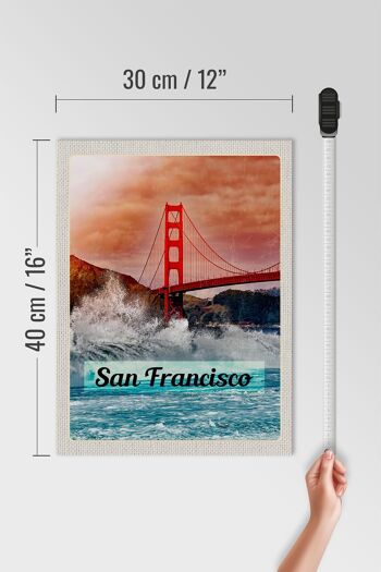 Panneau en bois voyage 30x40cm San Francisco Sea Golden Gate Bridge 4
