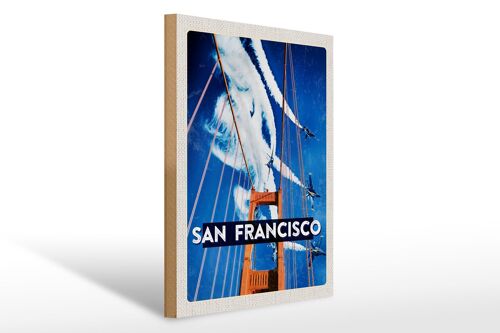 Holzschild Reise 30x40cm San Francisco Golden Gate Bridge