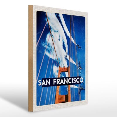 Cartel de madera viaje 30x40cm Puente Golden Gate de San Francisco