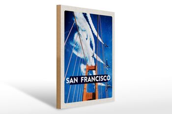 Panneau en bois voyage 30x40cm San Francisco Golden Gate Bridge 1