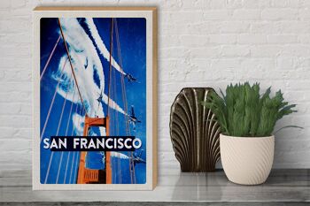Panneau en bois voyage 30x40cm San Francisco Golden Gate Bridge 3