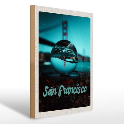Cartel de madera viaje 30x40cm Puente San Francisco Mar Kurgel Trip
