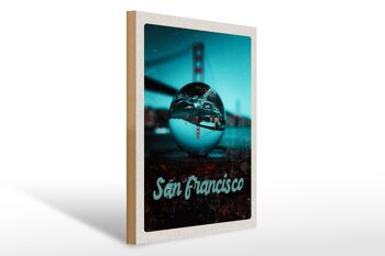 Panneau en bois voyage 30x40cm San Francisco Bridge Sea Kurgel Trip 1