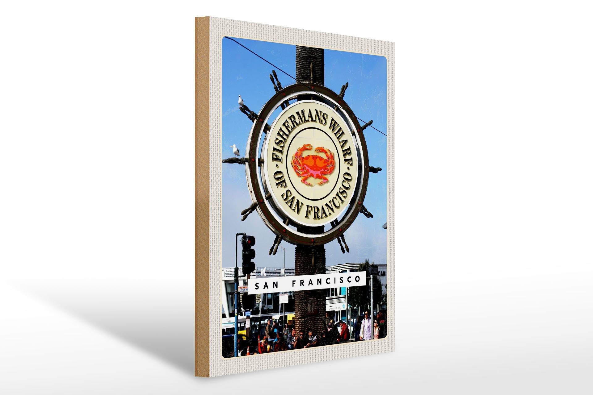 Wooden sign travel 30x40cm San Francisco USA fishing yard