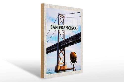 Holzschild Reise 30x40cm San Francisco unter Golden Gate Brige