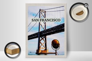 Panneau en bois voyage 30x40cm San Francisco sous le Golden Gate Bridge 2