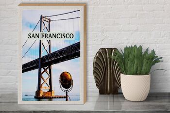 Panneau en bois voyage 30x40cm San Francisco sous le Golden Gate Bridge 3
