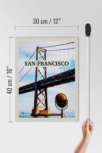 Panneau en bois voyage 30x40cm San Francisco sous le Golden Gate Bridge 4
