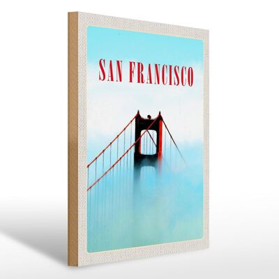 Letrero de madera de viaje, 30x40cm, San Francisco Fog, Golden Gate Bridge, cartel de chapa