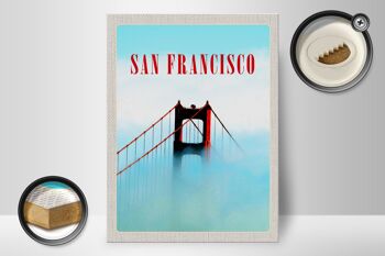 Panneau de voyage en bois, 30x40cm, San Francisco Fog Golden Gate Brige, panneau en étain 2