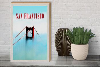 Panneau de voyage en bois, 30x40cm, San Francisco Fog Golden Gate Brige, panneau en étain 3