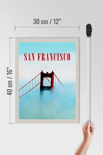 Panneau de voyage en bois, 30x40cm, San Francisco Fog Golden Gate Brige, panneau en étain 4
