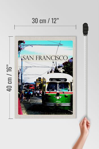 Panneau en bois voyage 30x40cm tramway personnes San Francisco 4