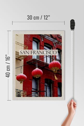 Panneau en bois voyage 30x40cm San Francisco Amérique rouge China Town 4