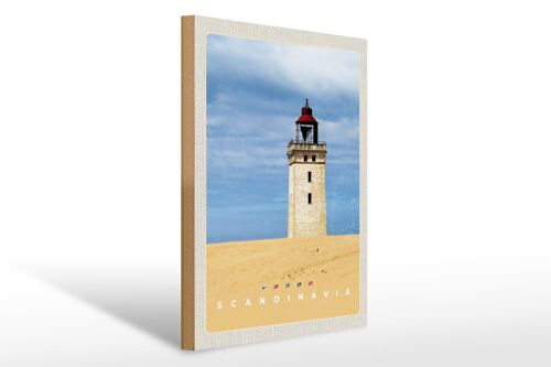 Holzschild Reise 30x40cm Skandinavien Turm Natur Urlaub Trip