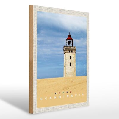 Cartello in legno da viaggio 30x40 cm Scandinavia torre natura vacanza viaggio