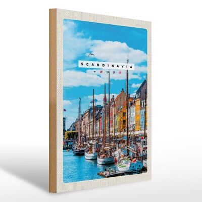 Cartello in legno da viaggio 30x40 cm Scandinavia marina mare