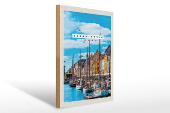 Panneau en bois voyage 30x40cm Scandinavie marina mer 1