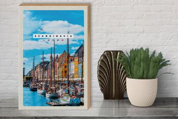 Panneau en bois voyage 30x40cm Scandinavie marina mer 3