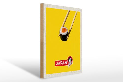 Holzschild Reise 30x40cm Japan Sushi Stäbchen Fisch Essen