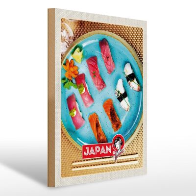 Cartello in legno da viaggio 30x40 cm Giappone Asia pesce sushi piatti alghe