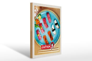 Panneau en bois voyage 30x40cm Japon Asie poisson sushi plats algues 1