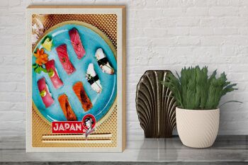 Panneau en bois voyage 30x40cm Japon Asie poisson sushi plats algues 3