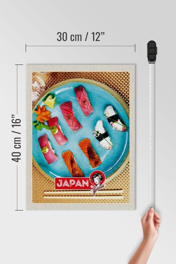 Panneau en bois voyage 30x40cm Japon Asie poisson sushi plats algues 4