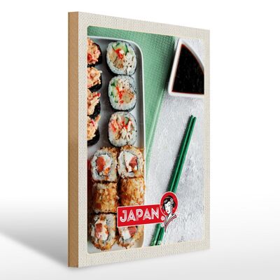 Cartello in legno da viaggio 30x40 cm Giappone Asia Sushi Pesce Salsa Tonno